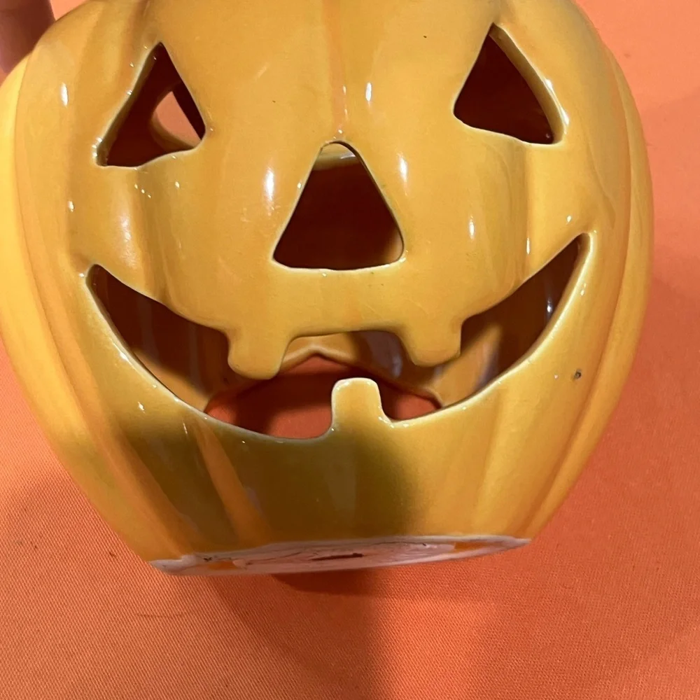 Halloween or Fall Yellow Pumpkin Candle Holder